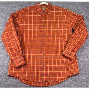 Cabela’s Outfitter Series Plaid Long Sleeve Shirt L Orange Brown Button Down